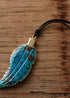 Boho Necklace, Blue Agate Leaf Pendant